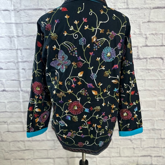The Quacker Factory Embroidered Floral & Butterfly Jacket — Women’s Size S - Picture 5 of 13